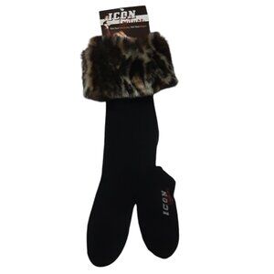 Icon Couture Faux Fur Boot Inserts Leopard Print One Size New